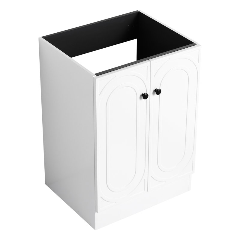 Meuble de salle de bain 61 cm (24 po) - Contreplaqué blanc, fermeture amortie, style moderne, rangement autoportant irrésistible