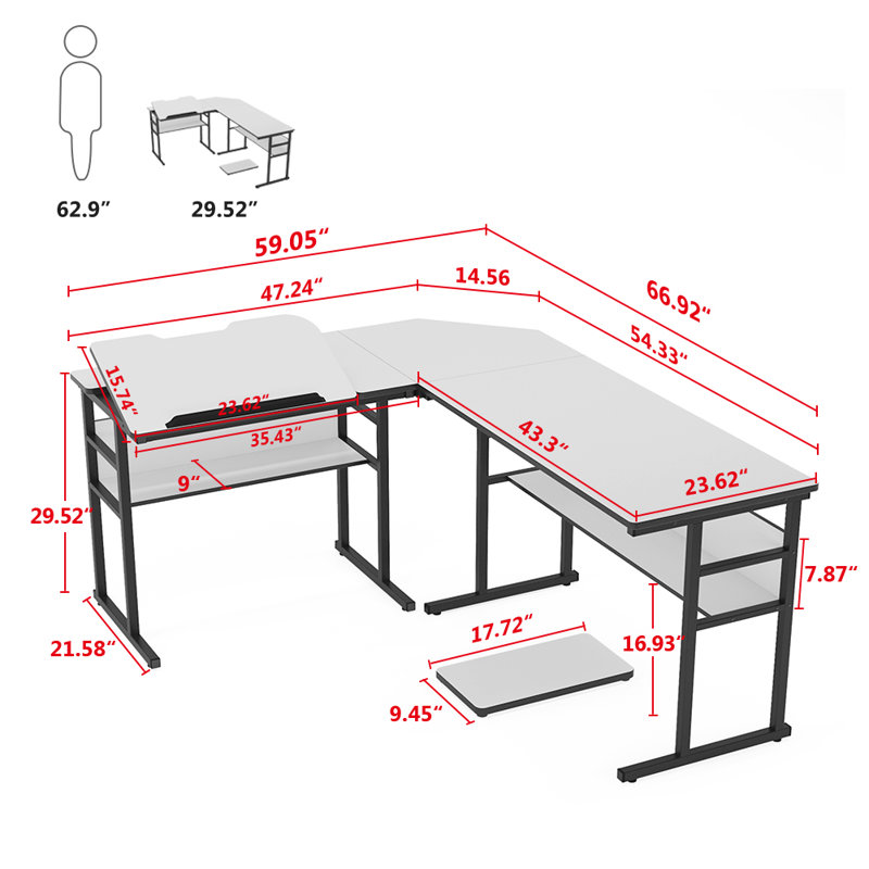 Bureau en L, Blanc