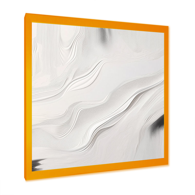«White and Grey Ripples Of Stone V», impression sur toile encadrée en marbre abstrait, H 16 po x l 16 po x P 1 po