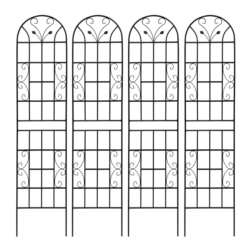 Paquet de 4 treillis de jardin en métal 86,7 "x 19,7" antirouille pour plantes grimpantes support de fleurs extérieur noir