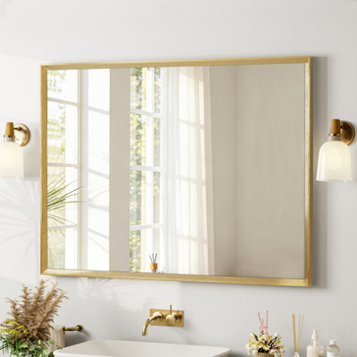 Elegant Beveled Frame Bathroom Mirrors for Over Sink, Aluminum Frame & Tempered Glass Bathroom Mirror, Easy Install & Clean Wall Mirror