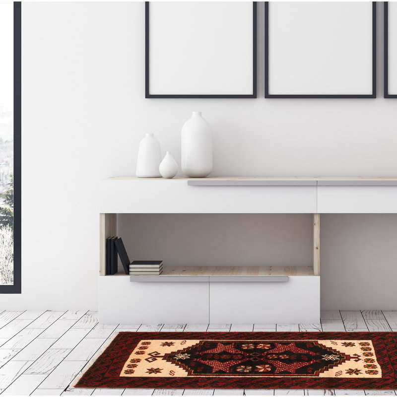 Hand-Knotted Kula Red Wool Rug 3'2" X 5'10"