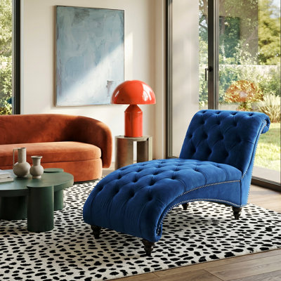 Chaise longue rembourrée avec pieds en bois Montaz