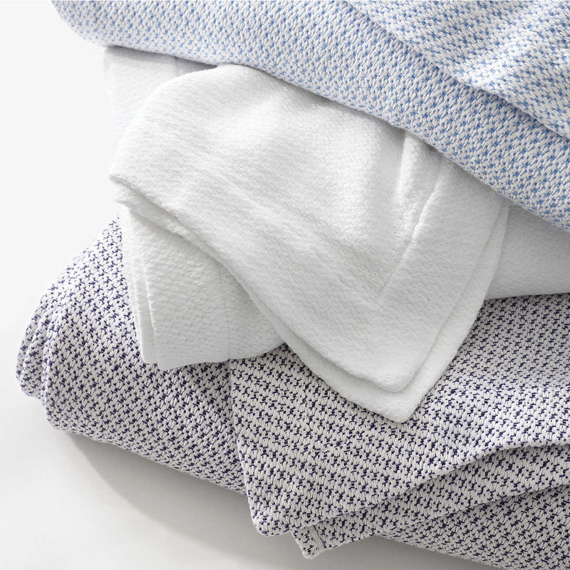 Quinn Cotton Blanket, Twin/Twin XL Blanket, Blue