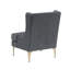 Fauteuil d'appoint à oreilles moderne en chenille gris foncé avec pieds en métal doré et dossier cousu à losanges-134541546