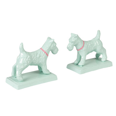 Metal Dog Shaped Metal Bookend Set
