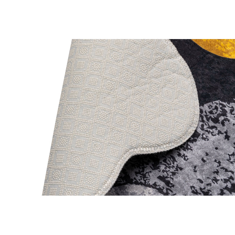 Tapis de bain antibactérien 100% polyester, 27,6 po x 47,2 po | Dessous antidérapant, facile d'entretien | Jaune, anthracite et gris | Lavable à la machine, passer l'aspirateur | Idéal pour la sécurité et le confort de la salle de bain