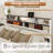 Farmhouse Bed Frame Queen Size With Hidden Space Bookcase Headboard, Wooden Queen Bed Frame With Charging Station And LED Lights-1103374713