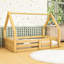 Lit de plancher pour tout-petit en forme de maison avec barrières de sécurité basses et panneau rainuré-1724618036-1724618039