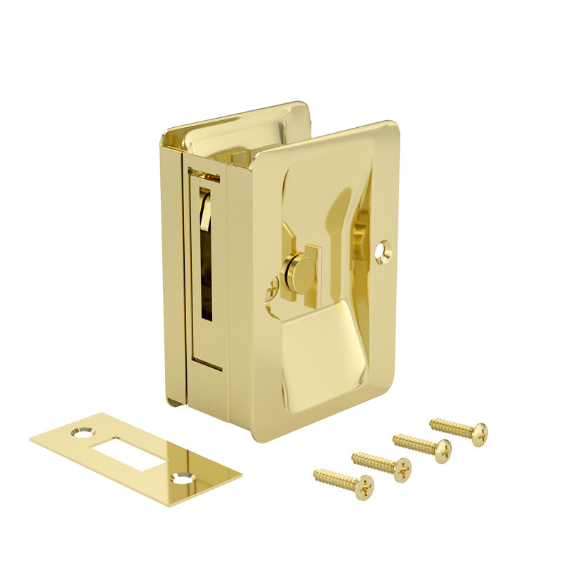 Rectangular Pocket Door Hardware, Brass