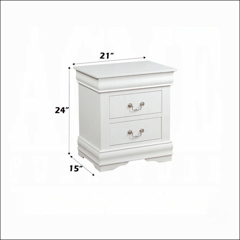 Table de chevet 2 tiroirs Traditional, White