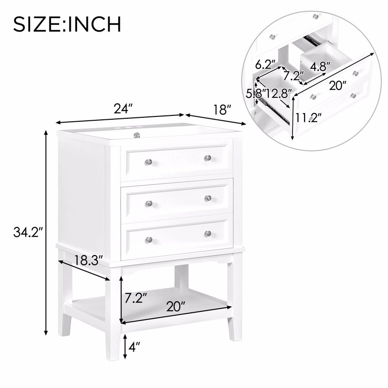 Ensemble de meuble-lavabo simple 24 po avec plateau en céramique Rutila