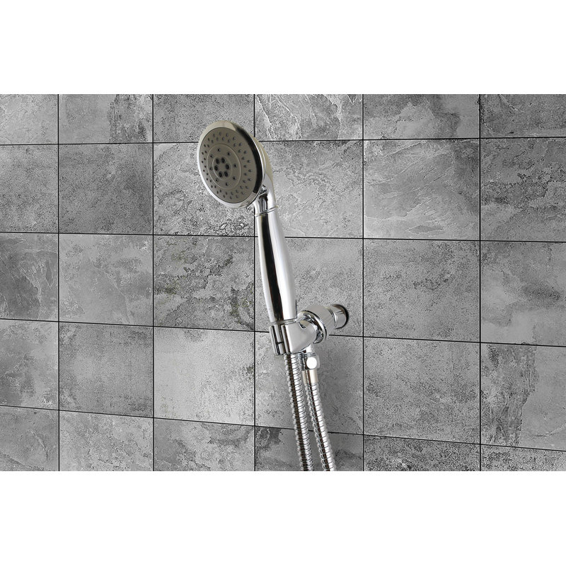 Ensemble de douche à main 5 fonctions en laiton Kingston avec boyau en acier inoxydable Kingston, Nickel brossé
