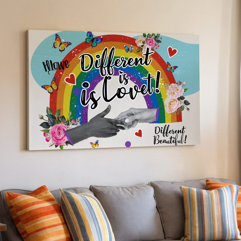 Toile, création d'un collage numérique vibrant et coloré célébrant la diversit, H 20 po x l 30 po