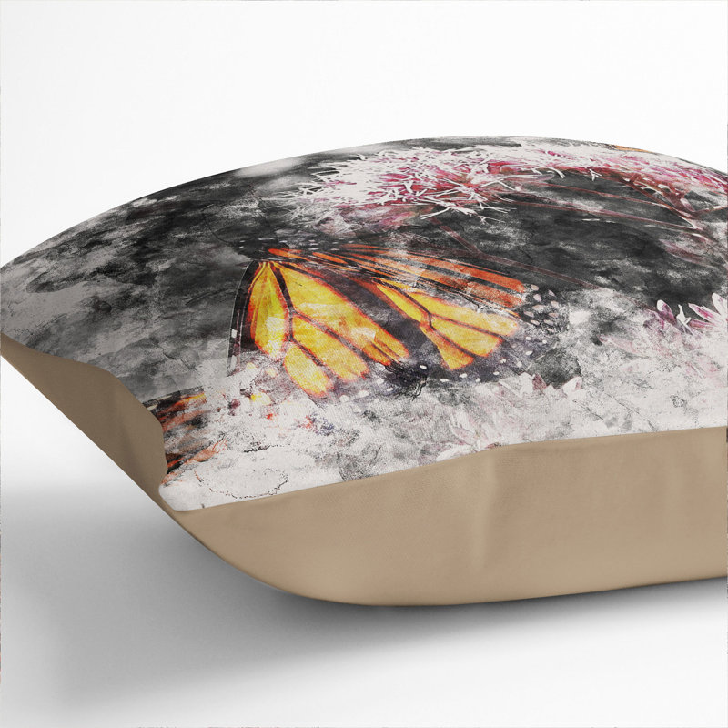 Monarch Butterflies Vol.2 Watercolour Indoor / Outdoor Square Throw Cushion, 40cm H x 40cm W x 15cm D, Stone