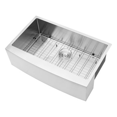 33"X21"X10" Apron Stainless Steel Sink - Single Bowl, Dent-, Rust & Stain- Coating Characteristic, Easy To Clean, , 16 Gauge, Brushed Nickel Exterior Aspect, Sanitize,