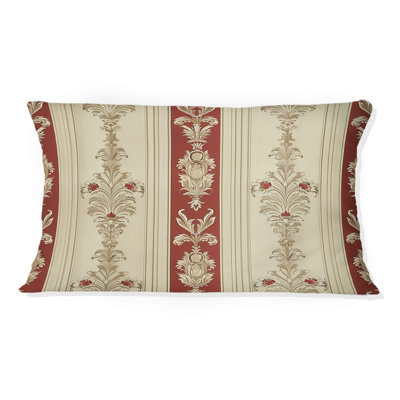 Coussin lombaire beige traditionnel à rayures damassées II