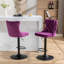 Tabourets de bar pivotants en velours à hauteur de siège réglable, dossiers capitonnés confortables pour bistro et îlot de cuisine, ensemble de 2-1120917043