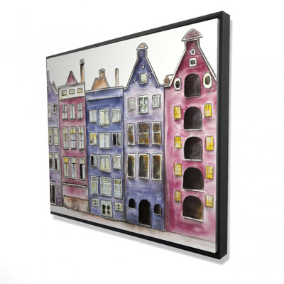 Old Historic Houses Amsterdam - Framed Canvas Home Decor