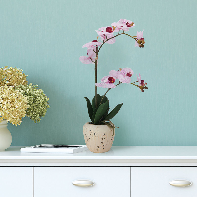 22 in. Realistic Artificial Orchid with Decorative Pot