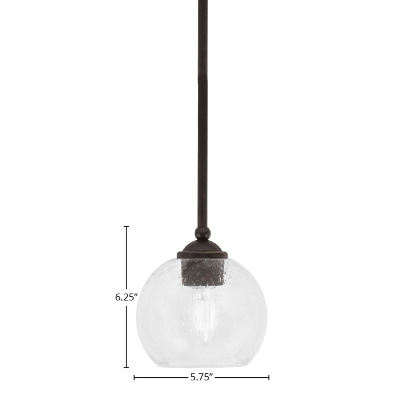 Mini-luminaire suspendu suspendu Zilo, fini granit foncé avec verre de 5,75 po, Granit foncé