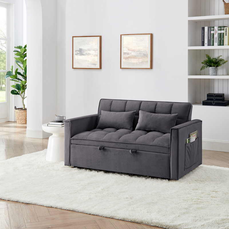 Canapé-lit pliable de 54,33 pouces avec dossier réglable, port de charge USB et conception multifonctionnelle pour la vie moderne.