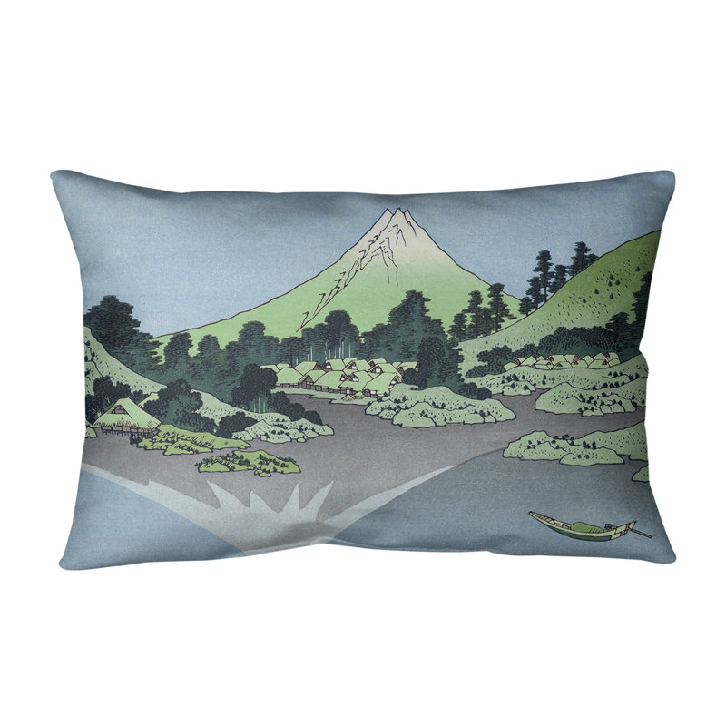 Coussin lombaire katsushika hokusai, mt. fuji réfléchi dans le lake kawaguchi, Duvet synthétique, 20 po x 14 po