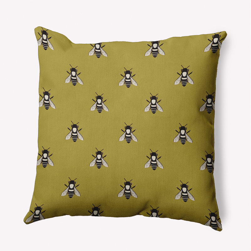 Coussin décoratif Bee Buzz, H 18 po x l 18 po, Or estompé, Carré