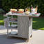 Îlot de cuisine extérieur pliable avec roulettes verrouillables, armoire de rangement et porte-serviettes-125506564