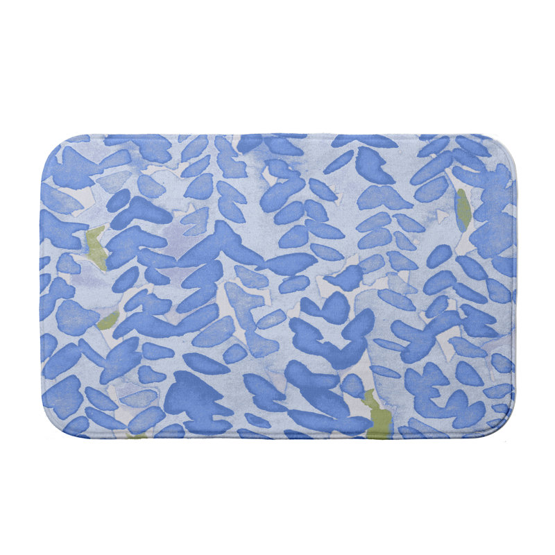 Tapis pour salle de bain à cloche de fleurs Lubbock, H 18 po x L 30 po, Bleu pâle
