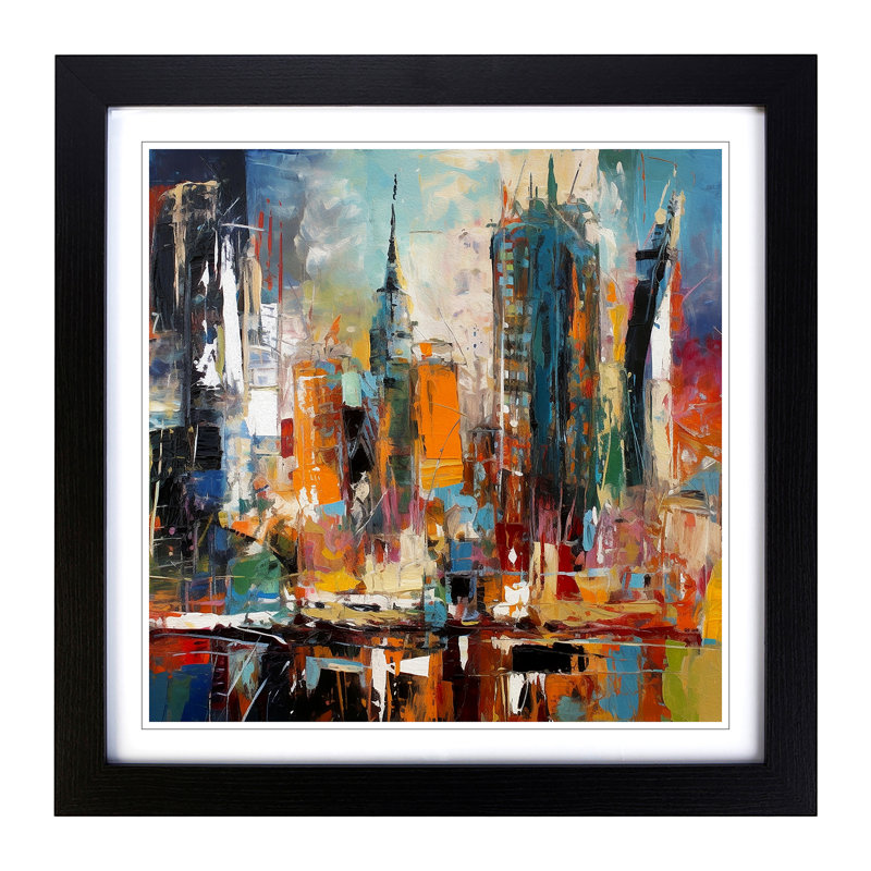 City Of New York Abstract No.1 - Single Picture Frame Print on Wood, Black
