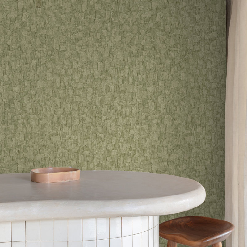 Surfaces Collection Bark Texture Wallpaper Roll, Green
