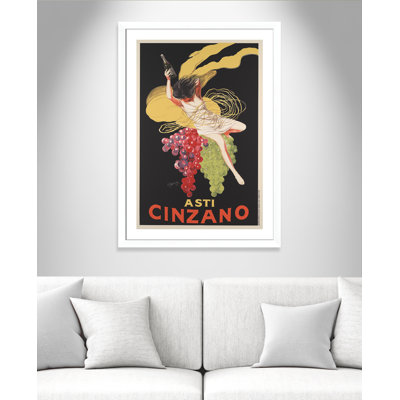 Brickhill Asti Cinzano' Framed Vintage Advertisement on Paper in Black/Yellow