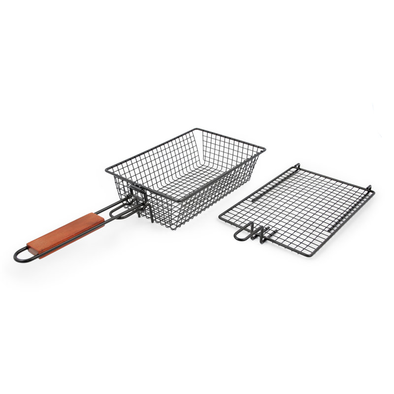 Panier de barbecue avec couvercle pour une déversement et un retournement faciles