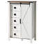 Commode de ferme à 5 tiroirs de 122 cm de hauteur, blanc/brun-441165095