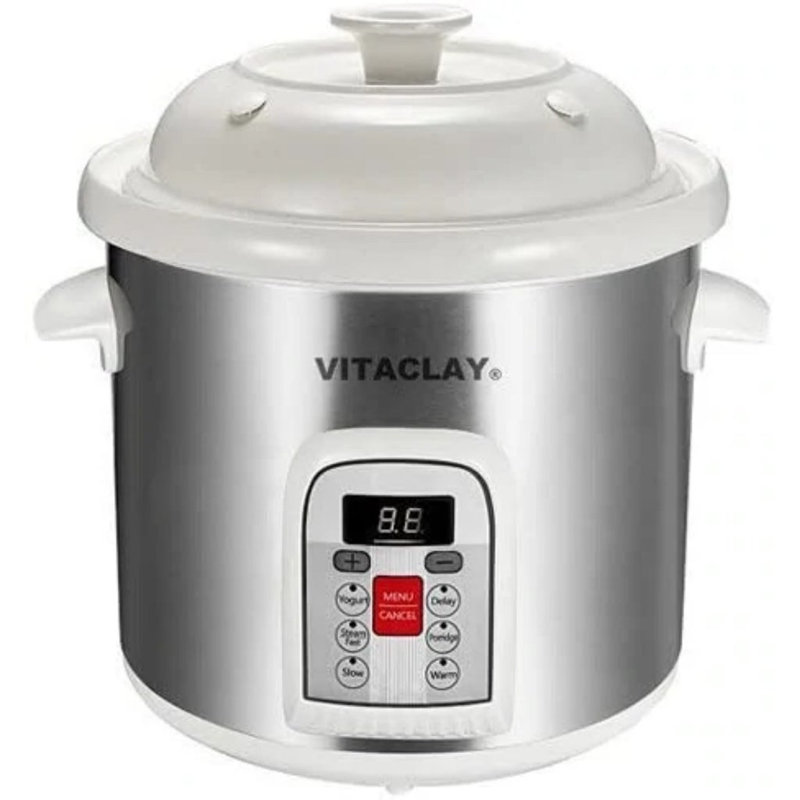 Vitaclay 6 pte Casserole Multi Crock 'N Stock, Blanc / Gris