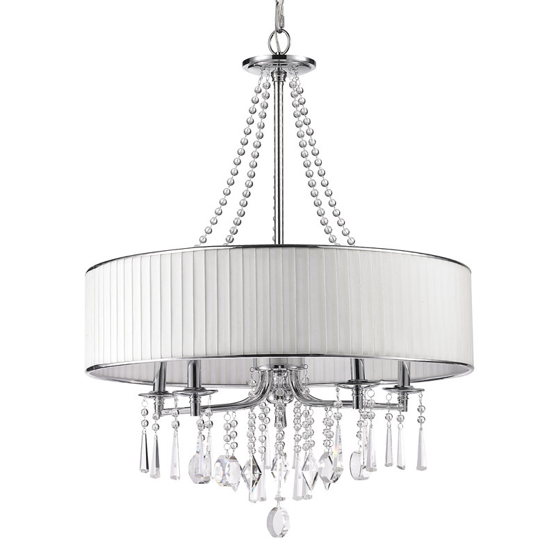 Lustre tambour unique à 5 lumières Berend, Voile nuptial, Noir mat