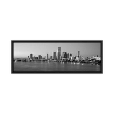 " Miami Panoramic Skyline Cityscape (Black & White - Evening) "