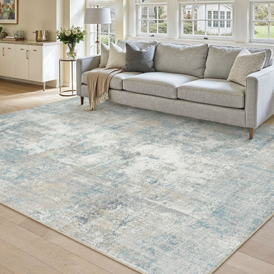 Tapis abstrait lavable à la machine avec envers en caoutchouc antidérapant Elroy