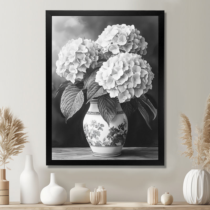 Godalming - salon d'art mural floral, Reproduction encadrée d'une seule photo, Noir, noir, noir, noir, H 20 po x l 12 po