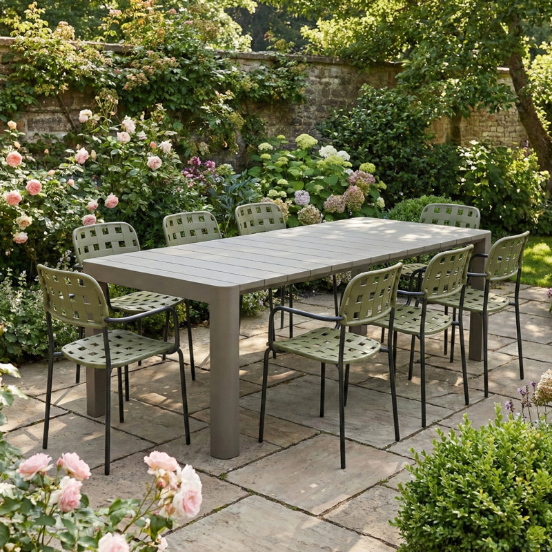 Vendome 8 - Person Patio Dining Set with, Grey/Avocado Black