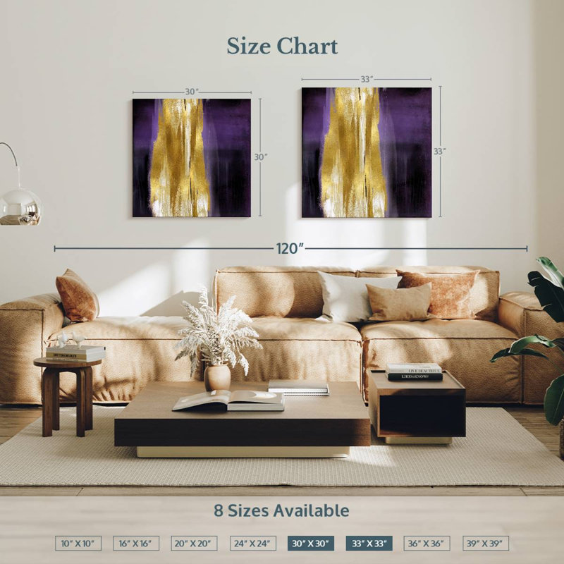 Free Fall Purple With Gold I, H 30 po x l 30 po