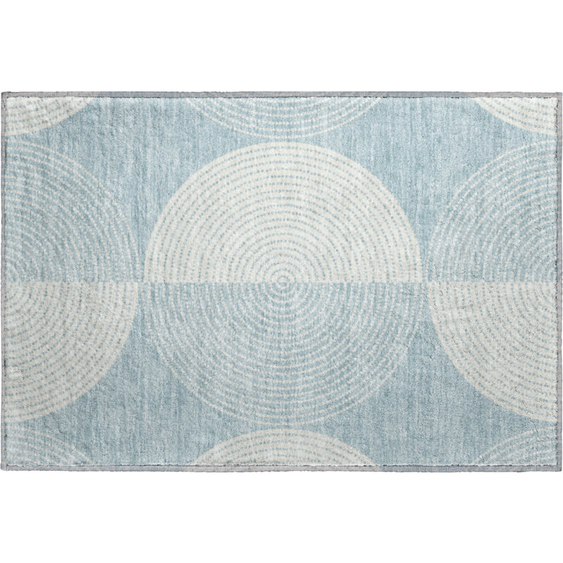 Premium Machine Washable Mayfield AMF2275 Geometric Rug, 1'8" x 2'6", Denim