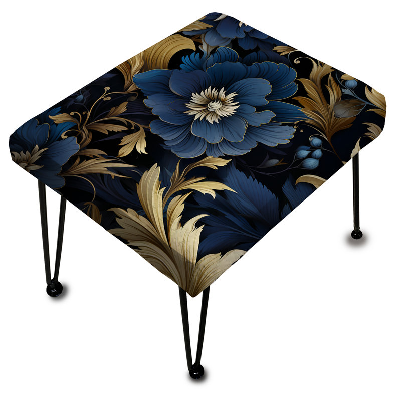 Mystical Blue Damask Mirage - Repose-pieds rectangulaire damassé
