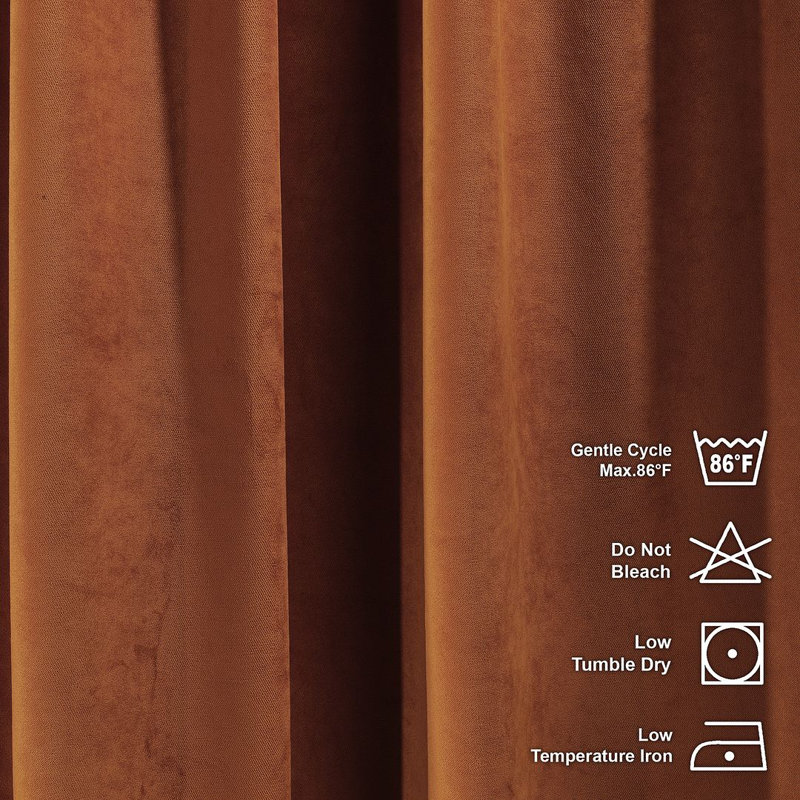 Room Darkening Single Curtain Panel, Dark Orange, 190 W x 265 D cm
