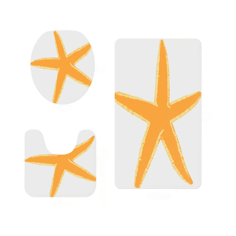 Ensemble de 3 tapis de salle de bain orange Starfish