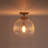 1-Light Ribbed Glass Globe Single Semi-Flush Mount