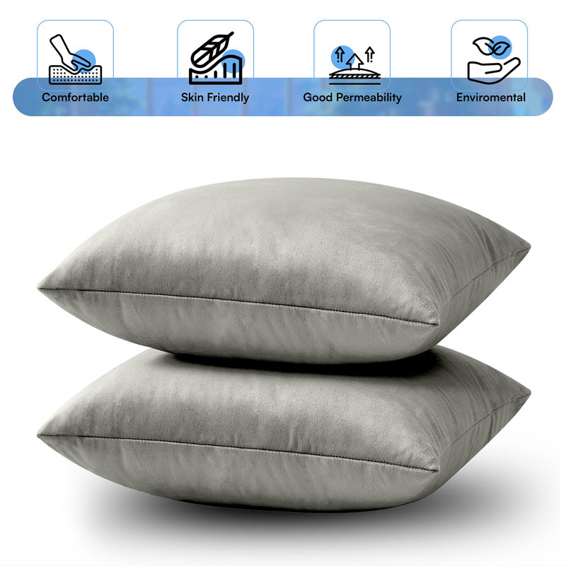 Luxurious Plain Velvet Cushion Covers (Set Of 2), Off White