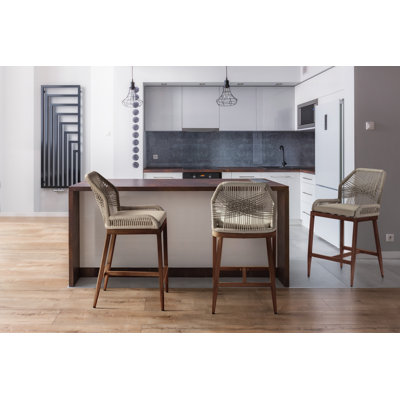Upholstered Counter Stool with Metal Frame