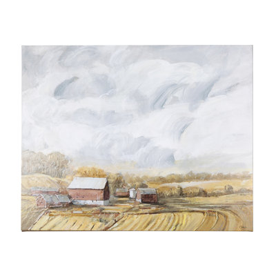 Toile texturée embellie à la main Farmland